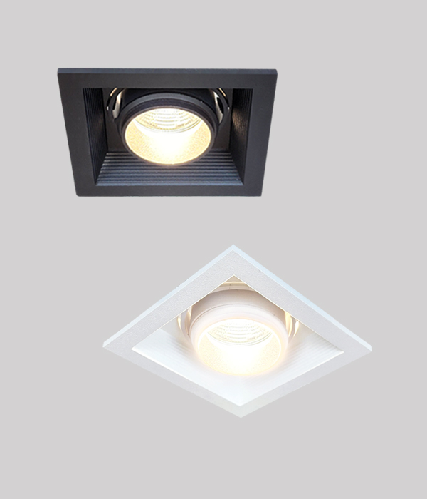 LED COB 바몬 1구 사각 매입등, 매입조명 (15W 블랙 화이트 필립스)